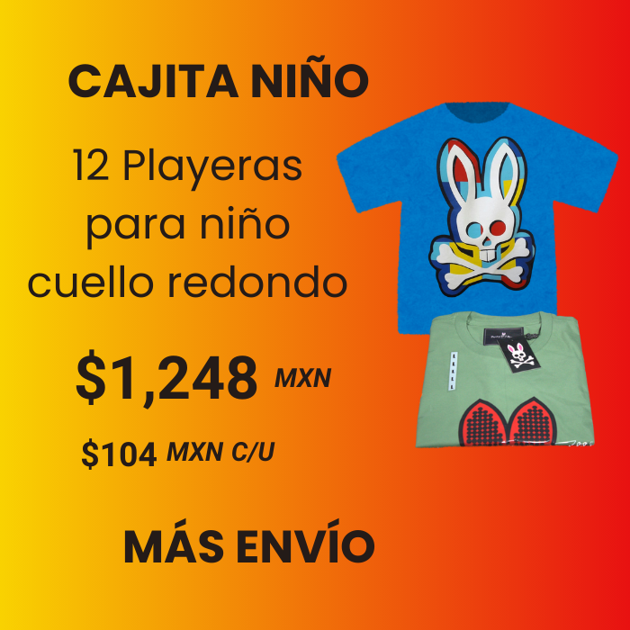 12 playeras cuello redondo para niño PREMIUM