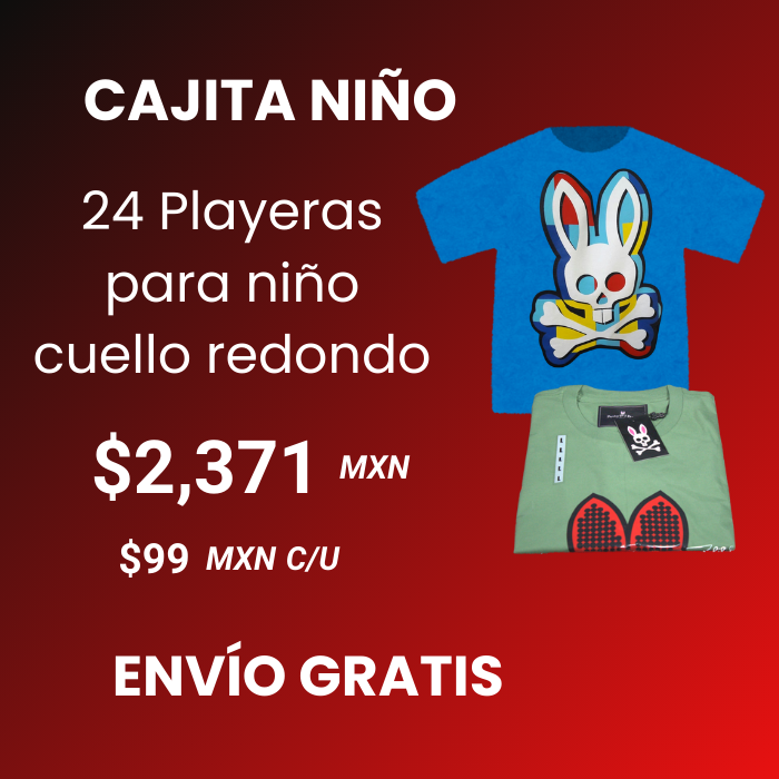 24 playeras cuello redondo para niño PREMIUM