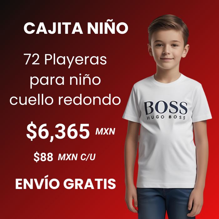 72 playeras cuello redondo para niño PREMIUM