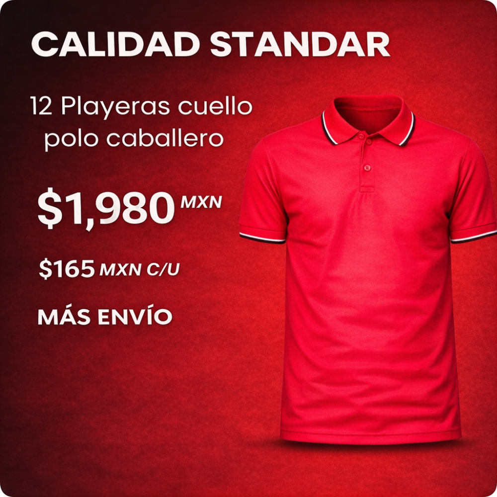 12 Playeras tipo polo Calidad STANDAR