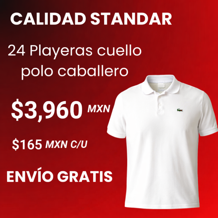 24 Playeras tipo polo Calidad STANDAR