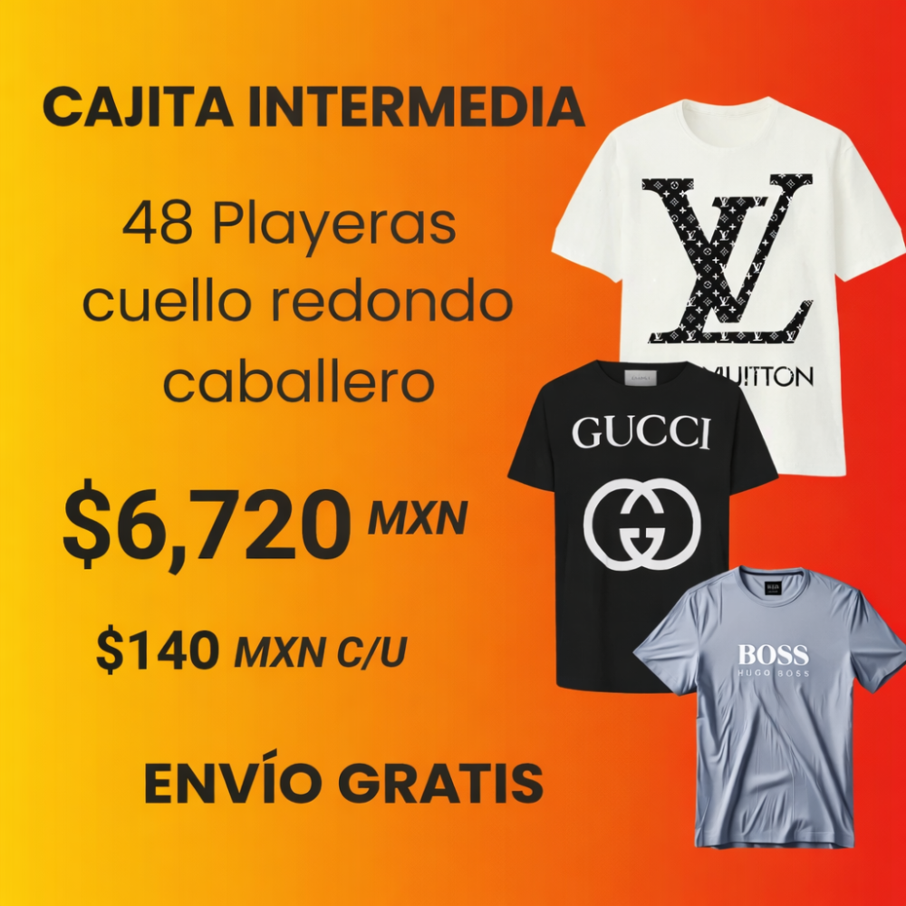 48 Playeras cuello redondo caballero PREMIUM