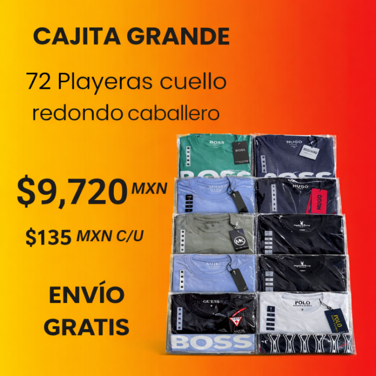 72 Playeras cuello redondo caballero PREMIUM