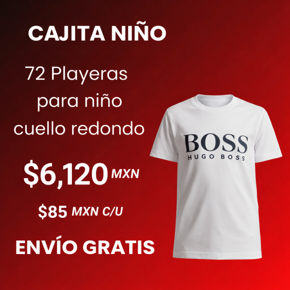 72 playeras cuello redondo para niño PREMIUM
