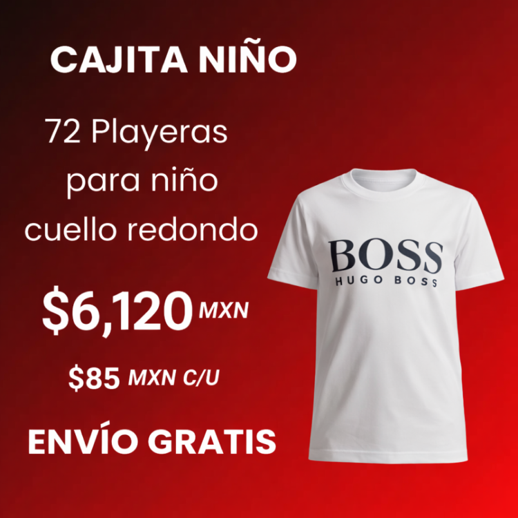 72 playeras cuello redondo para niño PREMIUM